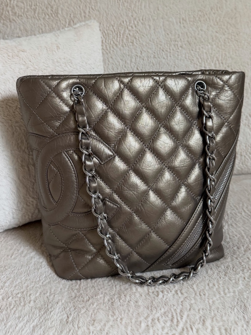 CHANEL vintage metallic cambon tote